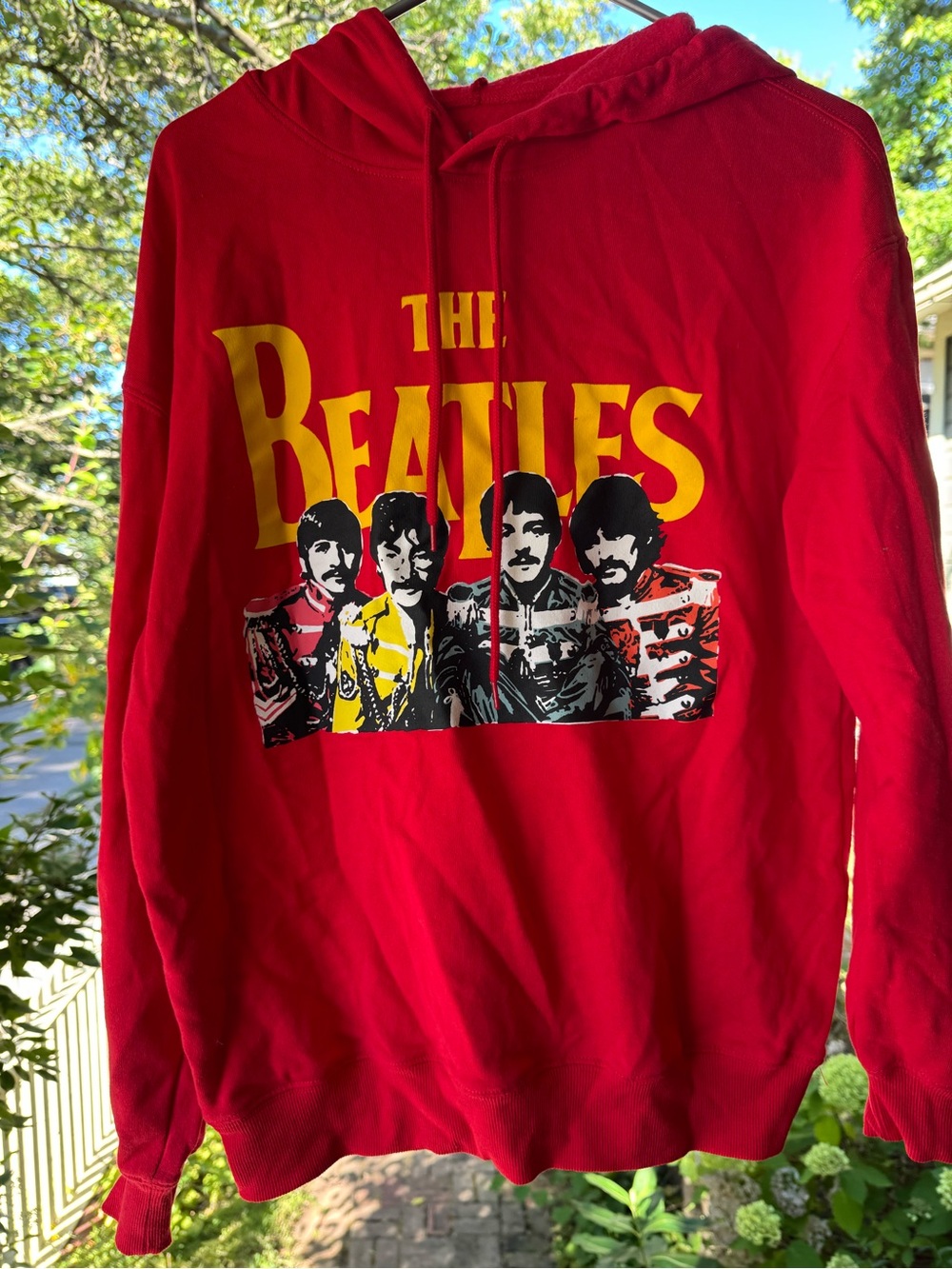 The Beatles Red Hoodie with Yellow Logo